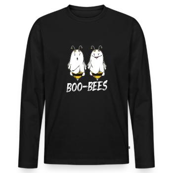 Boo Bee's Ghost Happy Halloween Bee Lover - Men's Premium Organic Long Sleeve Shirt - black - Front - Nico (187cm)