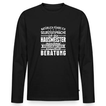 Hausmeister Selbstgespräche Haustechnik - Männer Premium Bio Langarmshirt - Schwarz - Vorne - Nico (187cm)