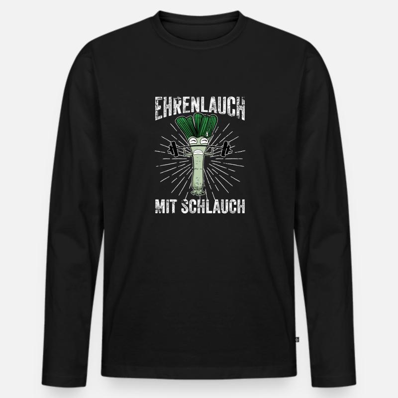 Lauch - Männer Premium Bio Langarmshirt - Schwarz