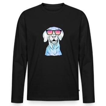 Vizsla Cool Retro Vintage Ungarischer Vizsla - Männer Premium Bio Langarmshirt - Schwarz - Vorne - Nico (187cm)