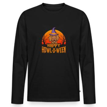 Vizsla Halloween Happy Howl-O-Ween - Men's Premium Organic Long Sleeve Shirt - black - Front - Nico (187cm)