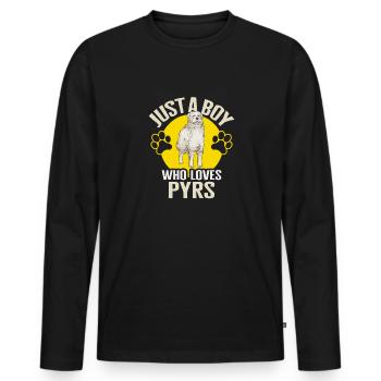 Grandes Pyrénées Juste un garçon qui aime les Pyrénées - T-shirt manches longues Premium bio Homme - noir - Devant - Nico (187cm)