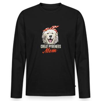 Great Pyrenees Mama Hund Pyrenäen - Männer Premium Bio Langarmshirt - Schwarz - Vorne - Nico (187cm)