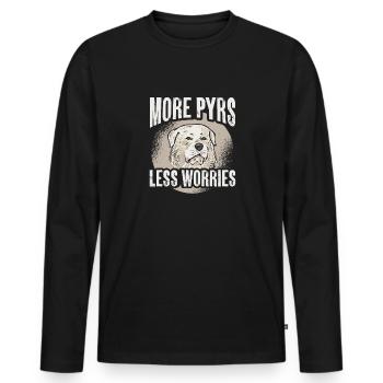 Plus de Pyrénées moins de soucis Grandes Pyrénées - T-shirt manches longues Premium bio Homme - noir - Devant - Nico (187cm)