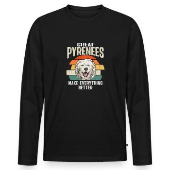 Great Pyrenees make everything better - Men's Premium Organic Long Sleeve Shirt - black - Front - Nico (187cm)