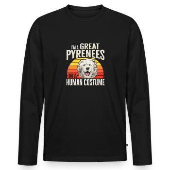 Ich bin ein Großer Pyrenäe in einem menschlichen K - Männer Premium Bio Langarmshirt - Schwarz - Vorne - Nico (187cm)