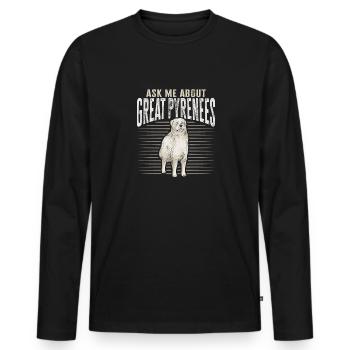 Fragen Sie mich über Große Pyrenäen - Männer Premium Bio Langarmshirt - Schwarz - Vorne - Nico (187cm)