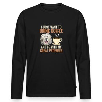 Great Pyrenees Hund Kaffee Pyrenäen - Männer Premium Bio Langarmshirt - Schwarz - Vorne - Nico (187cm)