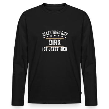 Dirk Vorname Name Geburtstag - Männer Premium Bio Langarmshirt - Schwarz - Vorne - Nico (187cm)