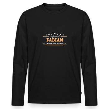 Professionell Fabian Name Vorname - Männer Premium Bio Langarmshirt - Schwarz - Vorne - Nico (187cm)