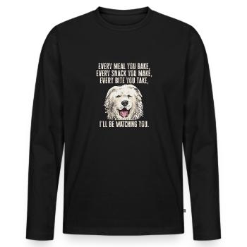 Grand Chien des Pyrénées - T-shirt manches longues Premium bio Homme - noir - Devant - Nico (187cm)