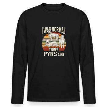 Grandes Pyrénées Il y a trois ans, j’étais encore normal - T-shirt manches longues Premium bio Homme - noir - Devant - Nico (187cm)