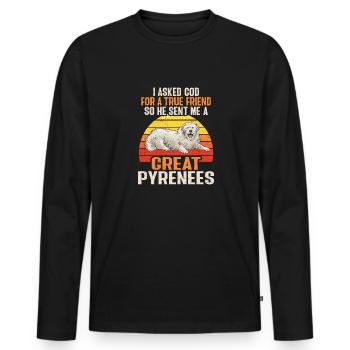 Grand chien pyrénéen - T-shirt manches longues Premium bio Homme - noir - Devant - Nico (187cm)