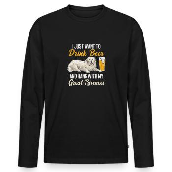 Großer Pyrenäenhund Bier - Männer Premium Bio Langarmshirt - Schwarz - Vorne - Nico (187cm)