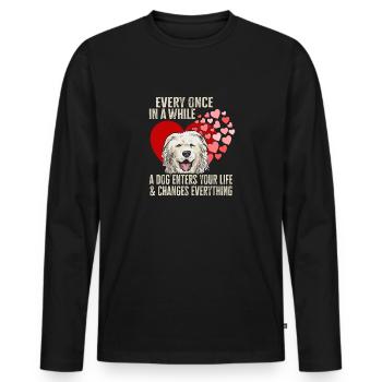 Großer Pyrenäenhund Pyrenäen - Männer Premium Bio Langarmshirt - Schwarz - Vorne - Nico (187cm)