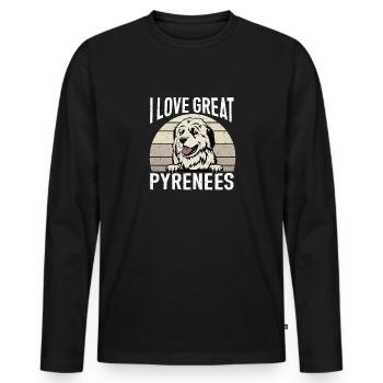 Great Pyrenees Hund Ich liebe Great Pyrenees - Männer Premium Bio Langarmshirt - Schwarz - Vorne - Nico (187cm)