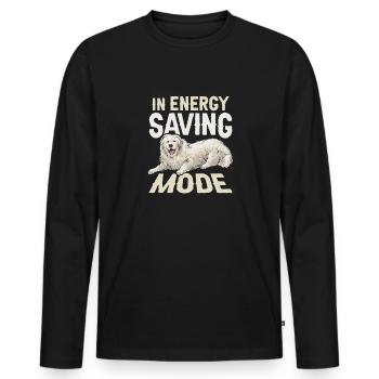 Large Pyrenean dog in energy-saving mode Pyrenees - Men's Premium Organic Long Sleeve Shirt - black - Front - Nico (187cm)