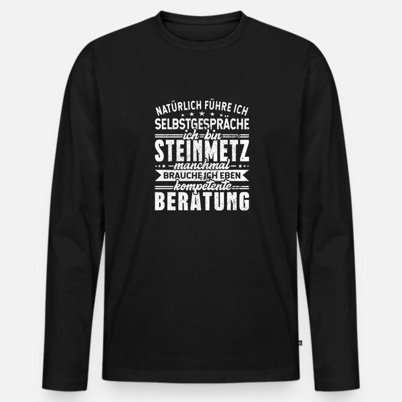Steinmetz Selbstgespräche Steinhauer - Männer Premium Bio Langarmshirt - Schwarz