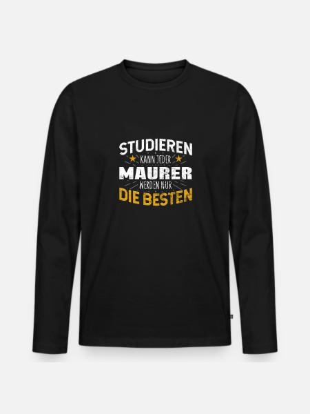 Maurer - Männer Premium Bio Langarmshirt - Schwarz