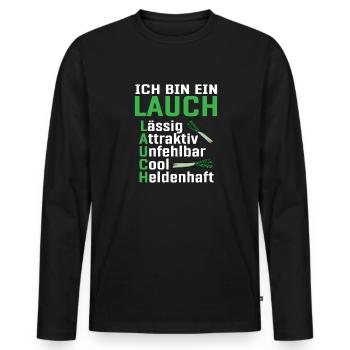 Lauch - Männer Premium Bio Langarmshirt - Schwarz - Vorne - Nico (187cm)