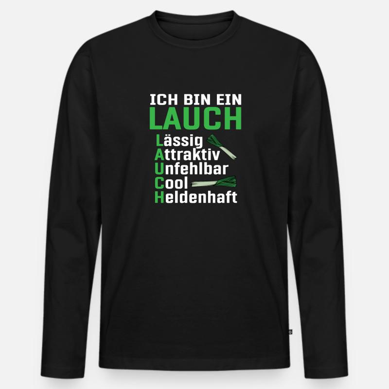 Lauch - Männer Premium Bio Langarmshirt - Schwarz