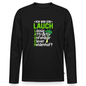 Lauch - Männer Premium Bio Langarmshirt - Schwarz - Vorne - Nico (187cm)