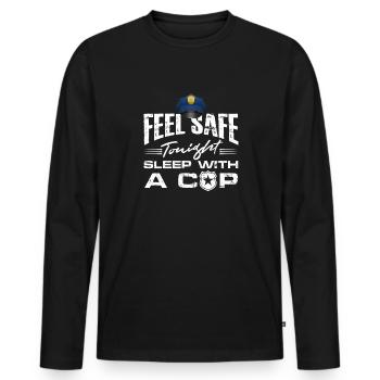sentez-vous en sécurité ce soir dormir avec un flic Design - T-shirt manches longues Premium bio Homme - noir - Devant - Nico (187cm)