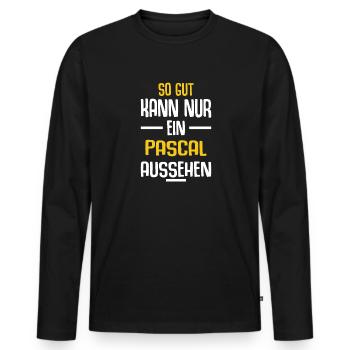 Pascal Vorname Name Geburtstag - Männer Premium Bio Langarmshirt - Schwarz - Vorne - Nico (187cm)