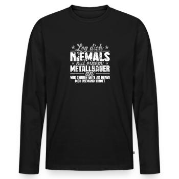 Metallbauer Wir kennen Orte Schweißer - Männer Premium Bio Langarmshirt - Schwarz - Vorne - Nico (187cm)