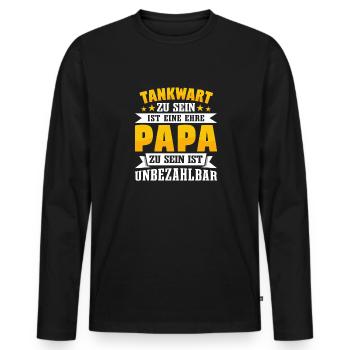 Tankwart - Männer Premium Bio Langarmshirt - Schwarz - Vorne - Nico (187cm)