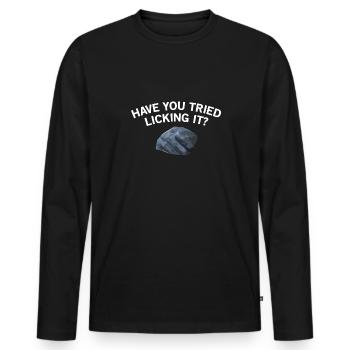 Avez-vous essayé de le lécher, géologie - T-shirt manches longues Premium bio Homme - noir - Devant - Nico (187cm)