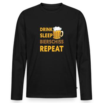 Drink Sleep Bierschiss Repeat Biertrinker - Männer Premium Bio Langarmshirt - Schwarz - Vorne - Nico (187cm)