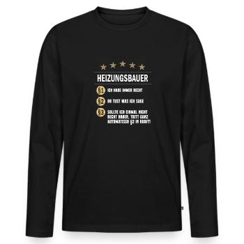Heizungsbauer Paragraph Ich habe immer Recht - Männer Premium Bio Langarmshirt - Schwarz - Vorne - Nico (187cm)