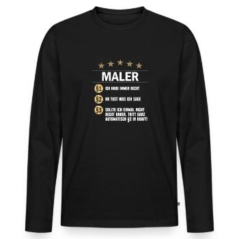 Maler Paragraph - Männer Premium Bio Langarmshirt - Schwarz - Vorne - Nico (187cm)
