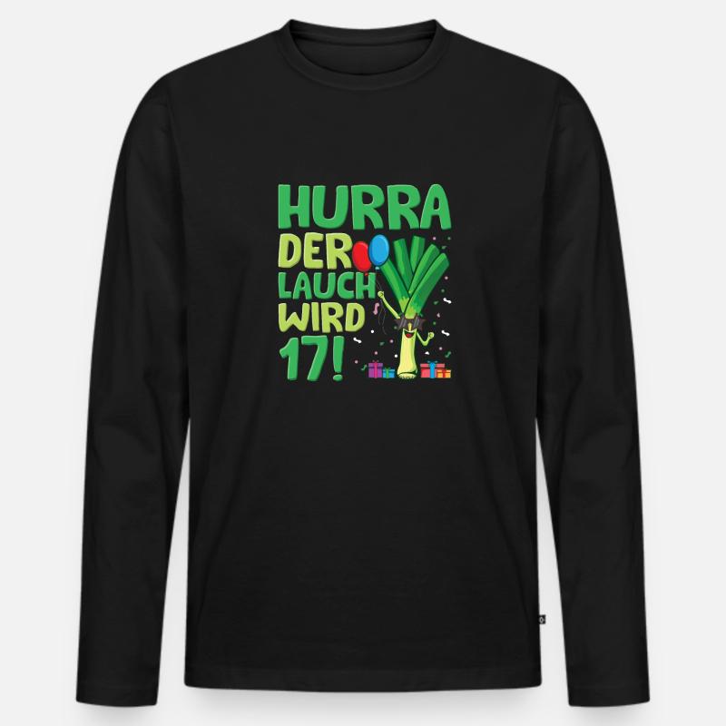 Hurra der Lauch wird 17 - Männer Premium Bio Langarmshirt - Schwarz