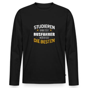 Busfahrer Bus - Männer Premium Bio Langarmshirt - Schwarz - Vorne - Nico (187cm)