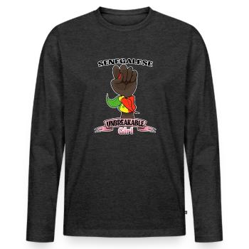 Senegalese Girl Unbreakable Senegalese Heritage - Männer Premium Bio Langarmshirt - Anthrazit meliert - Vorne - Nico (187cm)