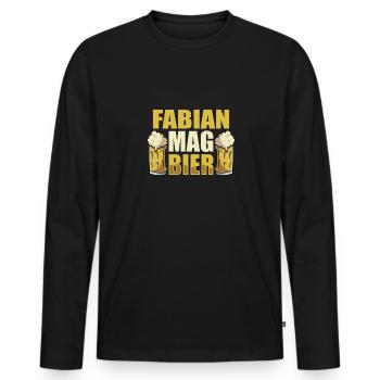 Fabian mag Bier Name Geburtstag - Männer Premium Bio Langarmshirt - Schwarz - Vorne - Nico (187cm)