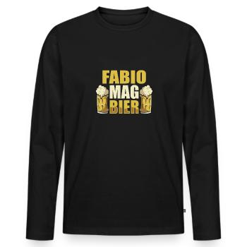Fabio mag Bier Name Geburtstag - Männer Premium Bio Langarmshirt - Schwarz - Vorne - Nico (187cm)