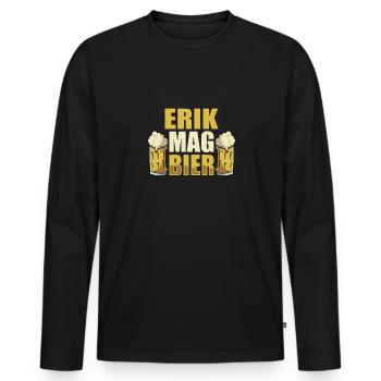 Erik mag Bier Name Geburtstag - Männer Premium Bio Langarmshirt - Schwarz - Vorne - Nico (187cm)