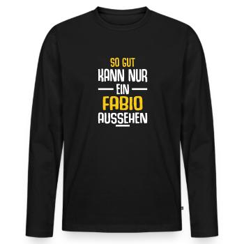 Fabio Vorname Name Geburtstag - Männer Premium Bio Langarmshirt - Schwarz - Vorne - Nico (187cm)