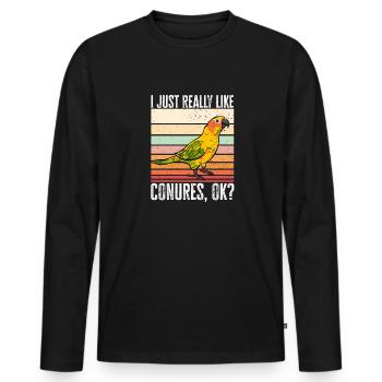 Molinasittich Perroquet Oiseau Perruche du Soleil - T-shirt manches longues Premium bio Homme - noir - Devant - Nico (187cm)
