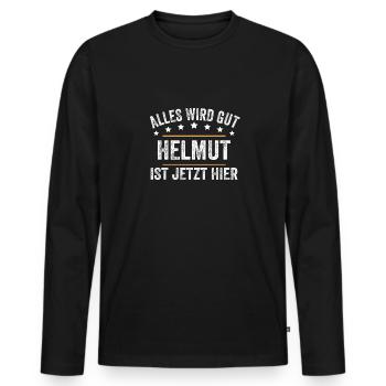Helmut Vorname Name Geburtstag - Männer Premium Bio Langarmshirt - Schwarz - Vorne - Nico (187cm)