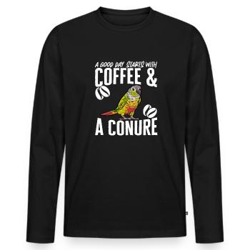 Molinasittich Perroquet Oiseau Perruche du Soleil - T-shirt manches longues Premium bio Homme - noir - Devant - Nico (187cm)