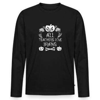 Halloween all teachers love brains costume - Männer Premium Bio Langarmshirt - Schwarz - Vorne - Nico (187cm)