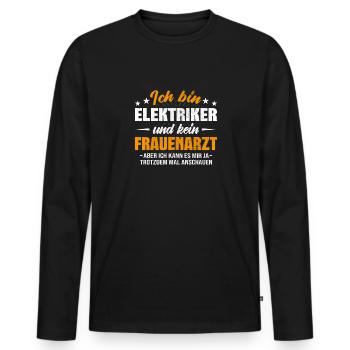 Elektriker - Männer Premium Bio Langarmshirt - Schwarz - Vorne - Nico (187cm)