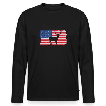 USA American Flag Patriotic Jagd Hunter - Männer Premium Bio Langarmshirt - Schwarz - Vorne - Nico (187cm)