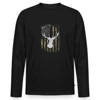 USA American Flag Patriotic Jagd Hunter - Männer Premium Bio Langarmshirt - Schwarz - Vorne - Nico (187cm)