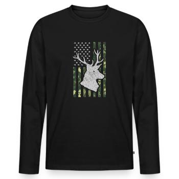 USA American Flag Patriotic Jagd Hunter - Männer Premium Bio Langarmshirt - Schwarz - Vorne - Nico (187cm)