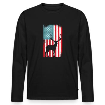 USA American Flag Patriotic Jagd Hunter - Männer Premium Bio Langarmshirt - Schwarz - Vorne - Nico (187cm)